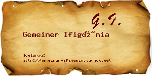 Gemeiner Ifigénia névjegykártya